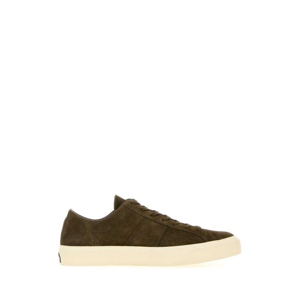Tom Ford Men Khaki Suede Cambridge Sneakers